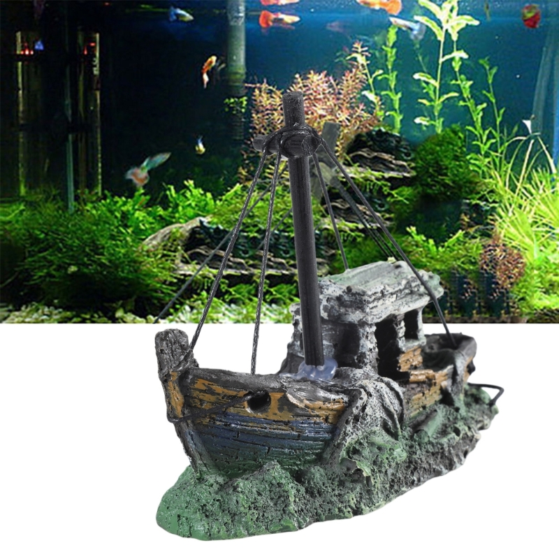 Decoración de barco hundido pa - Aquarium Marineland reseña y precio
